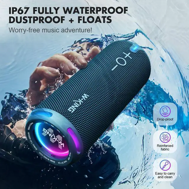 Alt view image 3 of 6 - Portable Bluetooth Speakers Loud, IPX7 Waterproof Outdoor Speakers Wireless, APP Customized EQ, Dual Voice Coil/Deep Bass, 360° Sound with Lights/V5.3/TF/AUX, 40W Party Boombox Shower Speaker