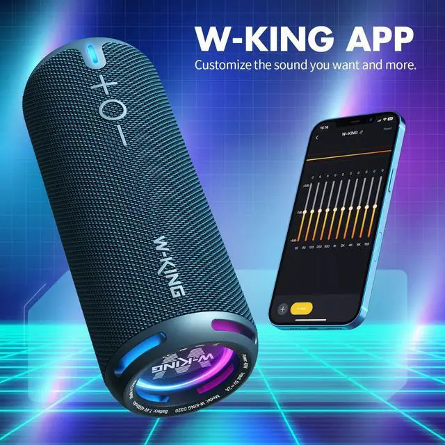 Alt view image 4 of 6 - Portable Bluetooth Speakers Loud, IPX7 Waterproof Outdoor Speakers Wireless, APP Customized EQ, Dual Voice Coil/Deep Bass, 360° Sound with Lights/V5.3/TF/AUX, 40W Party Boombox Shower Speaker