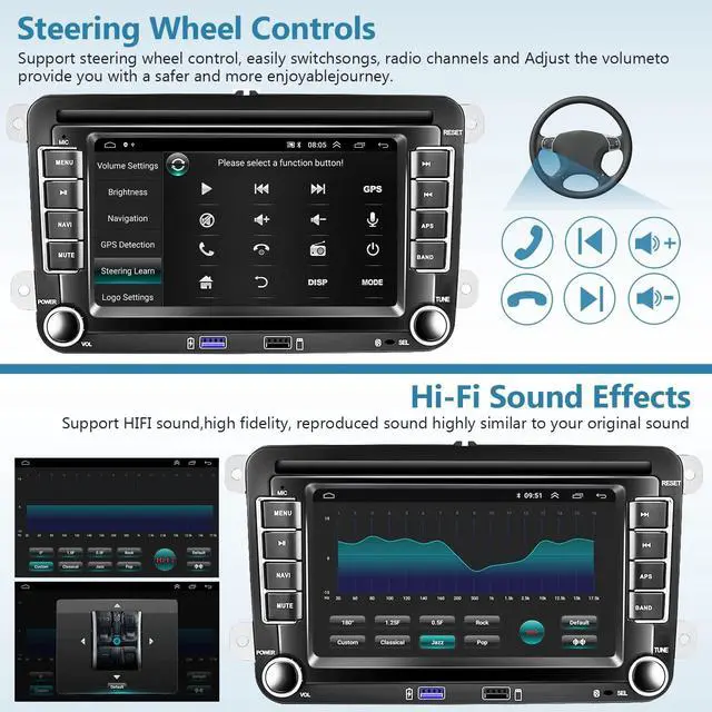 Alt view image 5 of 6 - 2G+64G Android for VW Jetta Seat Passat Tiguan CC Golf Skoda Double Din Car Stereo with Wireless Carplay/Android Auto 7 Inch HD Touchscreen Head Unit