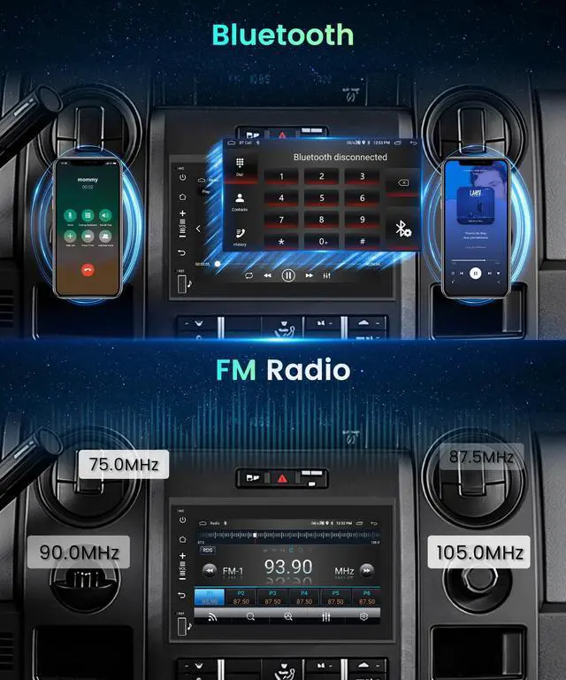 Alt view image 6 of 6 - 2G 64G Radio for Ford F150 F250 F350 E250 E350 Fusion Edge Explorer Expedition Car Stereo with Wireless Carplay Android Auto 7inch IPS Touchscreen/1280P Backup Camera/WiFi/FM RDS/HiFi/GPS/Bluetooth