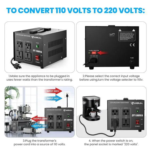 Alt view image 3 of 6 - Voltage Converter 1000 Watt Voltage Transformer, 220V / 230V / 240 Volt to 110V / 120 Volt or 110V / 120 Volt to 220V / 230V / 240 Volt, Heavy Duty Step Up & Down Transformer Converter