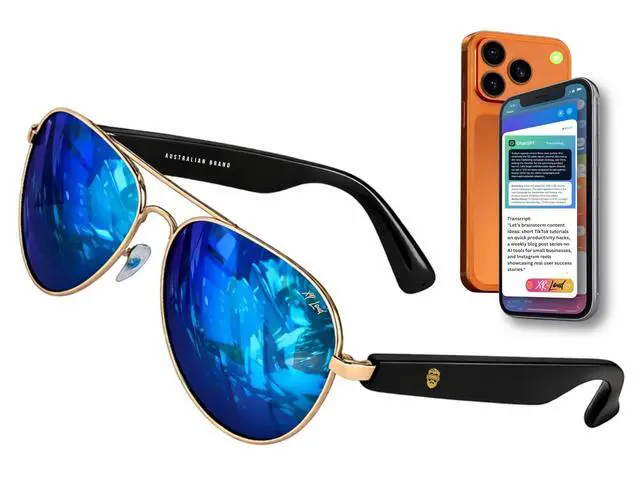 Main image of AI Glasses Bluetooth Polarized Sunglasses for Men Women Easy Pair with ChatGPT-Gem-Claude 99% Language Accuracy, UVA/B/C UV400 Protection, Anti-Bluelight Driving Fishing Golf Travel (ICE MIRROR BLUE)