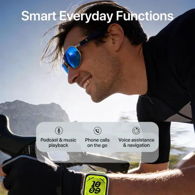 Alt view image 2 of 6 - AI Glasses Bluetooth Polarized Sunglasses for Men Women Easy Pair with ChatGPT-Gem-Claude 99% Language Accuracy, UVA/B/C UV400 Protection, Anti-Bluelight Driving Fishing Golf Travel (ICE MIRROR BLUE)