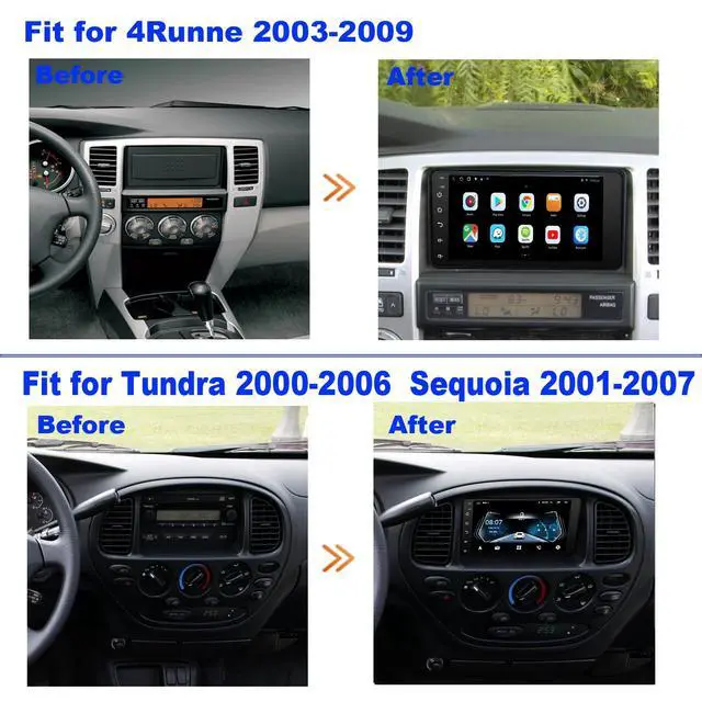 Alt view image 2 of 6 - For Toyota Radio upgrade 4Runner 2003-2009 Tundra 2003-2006 Sequoia 2003-2007 Android Stereo replacement IPS touch screen steering wheel control build in wireless carplay Android Auto Free camera