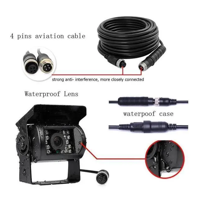 Alt view image 6 of 6 - Vehicle Backup Camera 9 Inch 4 Split Monitor+ 4 Cameras with Front & Rear View Camera 18 IR Night Vision Waterproof Auto Camera with 2x33 ft and 2x65 ft Cables for RV, Trailer, Bus,Trucks