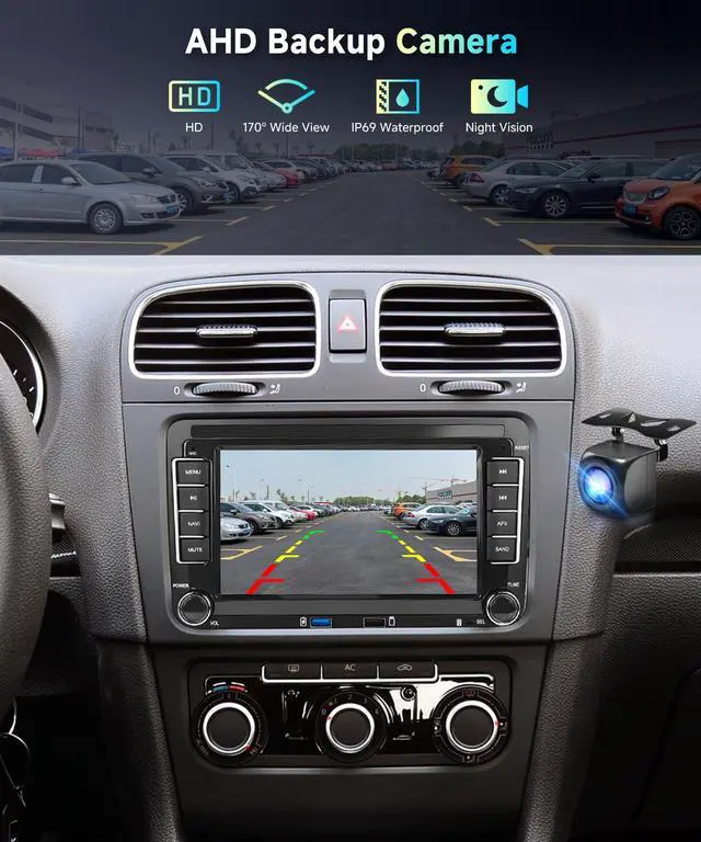 Alt view image 5 of 6 - Car Radio Stereo for VW Jetta Passat Tiguan Golf MK5 MK6 Seat, 2+64G 7" Touch Screen/Android 15/Wireless CarPlay/Android Auto/Two USB/DSP EQ/GPS/WiFi/Bluetooth/FM/RDS/SWC/HD Backup Camera