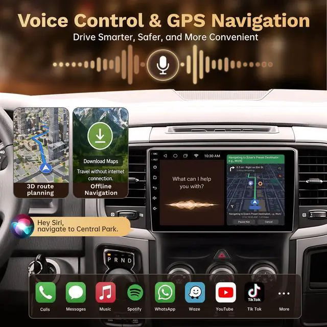 Alt view image 2 of 6 - 4GB RAM+64GB ROM Car Radio for Dodge Ram 1500 2500 2013-2018: 9-Inch 1280 * 800 IPS Touchscreen Upgrade Stereo with Wireless Carplay Android Auto 1080P Backup Camera Bluetooth 5.4 GPS 5G WiFi SWC FM