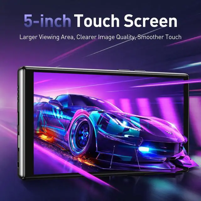 Alt view image 2 of 6 - T09 5'' 128GB MP3 Player with Bluetooth and WiFi, Andriod 13 Player | Touch Screen Music Player with Spotify, Audible, Youtube, Up to 1TB(Black)
