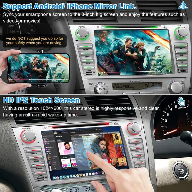 Alt view image 5 of 6 - Car Stereo with DVD/CD for Toyota Camry 2006-2011 withou J-B-L Sound System, 8" IPS Touch Screen Car Radio with Wireless CarPlay/Android Auto, Backup Camera,SWC,DSP, FM/AM Radio