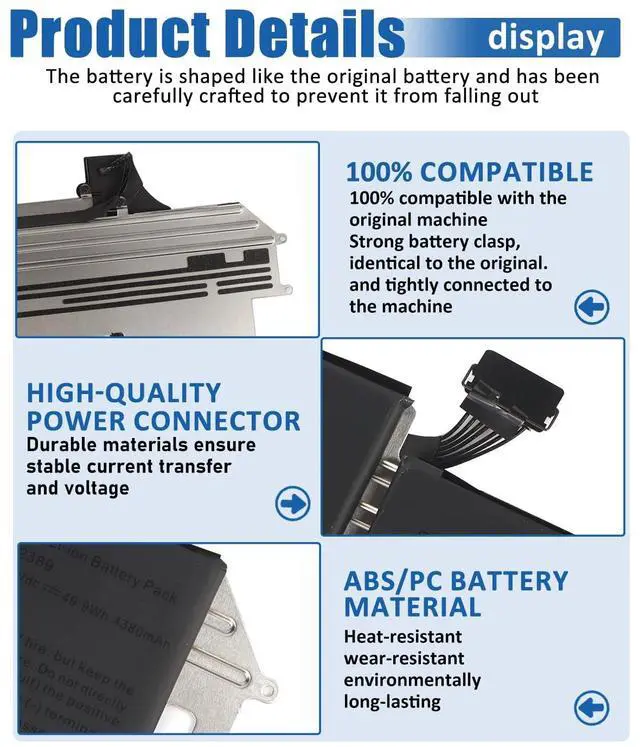 Alt view image 6 of 6 - A2337 Battery Replacement, A2389 Battery for MacBook Air 13 Inch A2337 Year 2020, Model A2389 EMC 3598 MGN63LL/A MGN73LL/A 4800mAh 55Wh