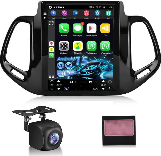 Main image of 9.7 Inch Car Stereo for Jeep Compass 2017 2018 2019, 2+64G Android Touchscreen Radio with Wireless Carplay & Android Auto/WiFi/HiFi/GPS Navigation/Mirror Link/SWC, AHD Backup Camera