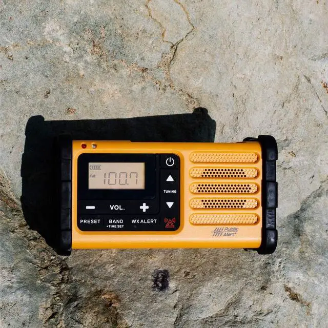 Alt view image 2 of 4 - MMR-88 AM/FM/Weather+Alert Emergency Radio. Solar/Hand Crank/USB/Flashlight, Siren, Smartphone Charger yellow