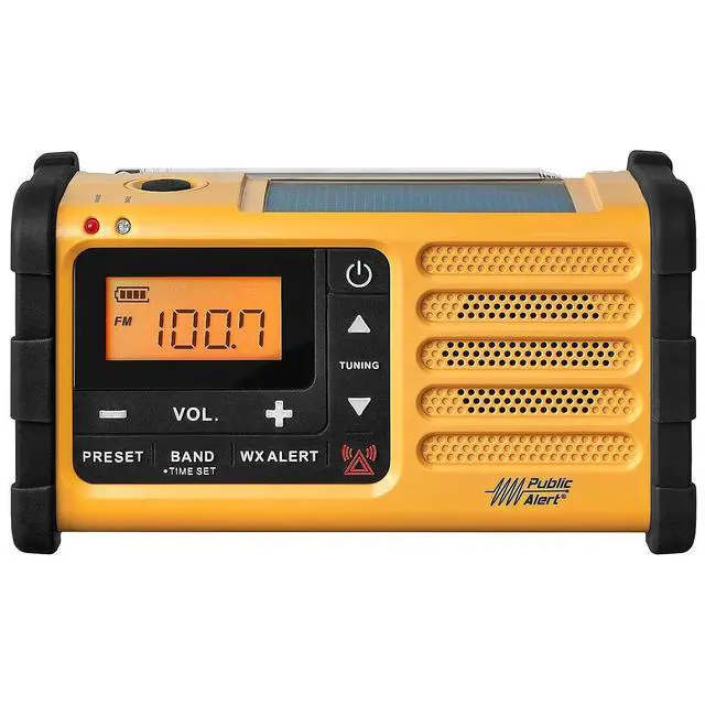 Alt view image 3 of 4 - MMR-88 AM/FM/Weather+Alert Emergency Radio. Solar/Hand Crank/USB/Flashlight, Siren, Smartphone Charger yellow