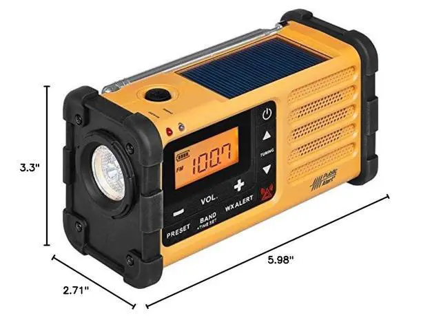 Alt view image 4 of 4 - MMR-88 AM/FM/Weather+Alert Emergency Radio. Solar/Hand Crank/USB/Flashlight, Siren, Smartphone Charger yellow