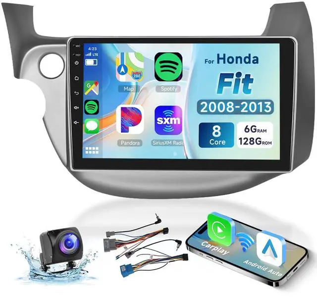 Main image of 8 CORE 6G+128G Car Radio for Honda Fit 2008-2013 with Wireless CarPlay/Android Auto, 10.1 1280 * 720P IPS Touch Screen Stereo Android 13 GPS WiFi Bluetooth DSP SWC + HD Backup Camera