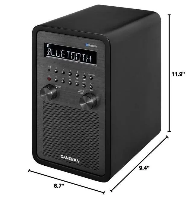 Alt view image 4 of 4 - WR-50 AM/FM-RBDS/Bluetooth Wood Cabinet Table Top Radio Black