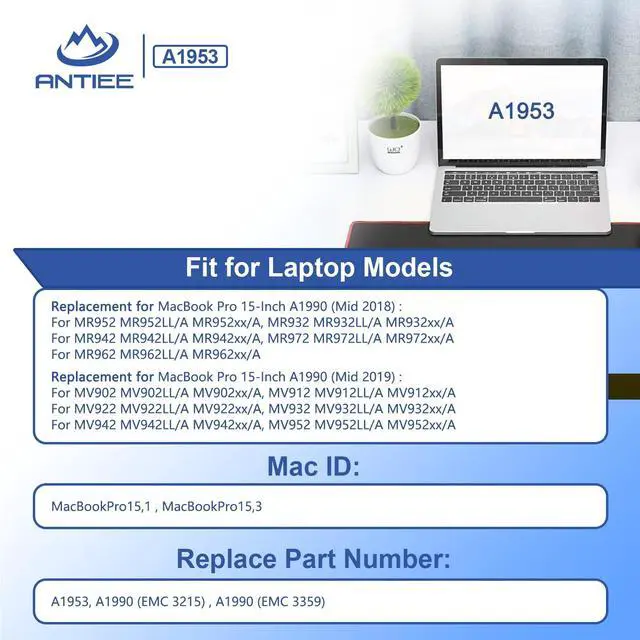Alt view image 3 of 6 - A1953 A1990 Battery Replacement for MacBook Pro 15" Mid 2018 2019 EMC 3215 EMC 3359 Touch Bar MV902LL/A MV912LL/A MV922LL/A MV932LL/A MV942LL/A MV952LL/A MV962LL/A MV972LL/A MV902B/A MR962LL/A