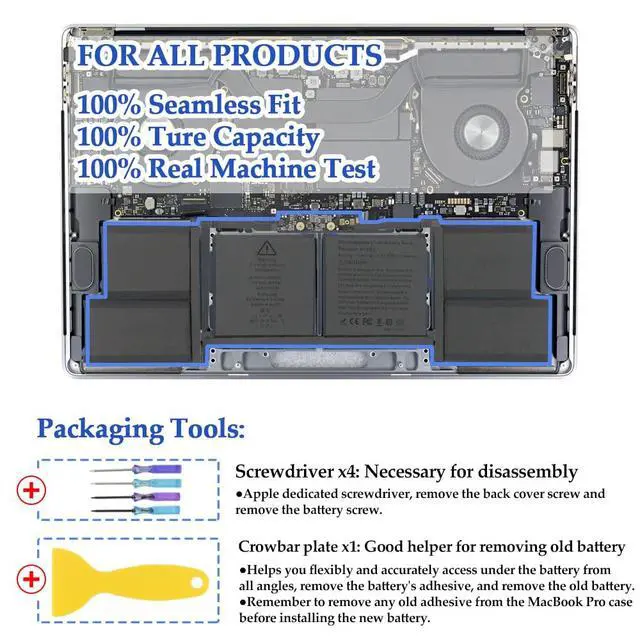 Alt view image 6 of 6 - A1953 A1990 Battery Replacement for MacBook Pro 15" Mid 2018 2019 EMC 3215 EMC 3359 Touch Bar MV902LL/A MV912LL/A MV922LL/A MV932LL/A MV942LL/A MV952LL/A MV962LL/A MV972LL/A MV902B/A MR962LL/A