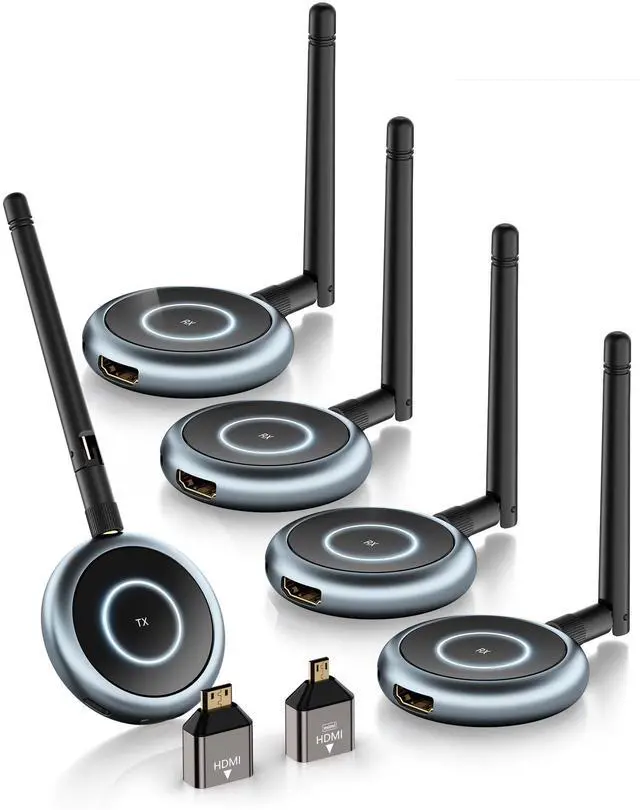 Main image of Wireless HDMI Transmitter and 4 Receivers - Up to 8 Displays, Plug and Play, 5.8G HDMI Wireless Extender for PC, Laptop, TV Box, Camera to Multiple TVs, Monitors, Projectors - 165FT/50M