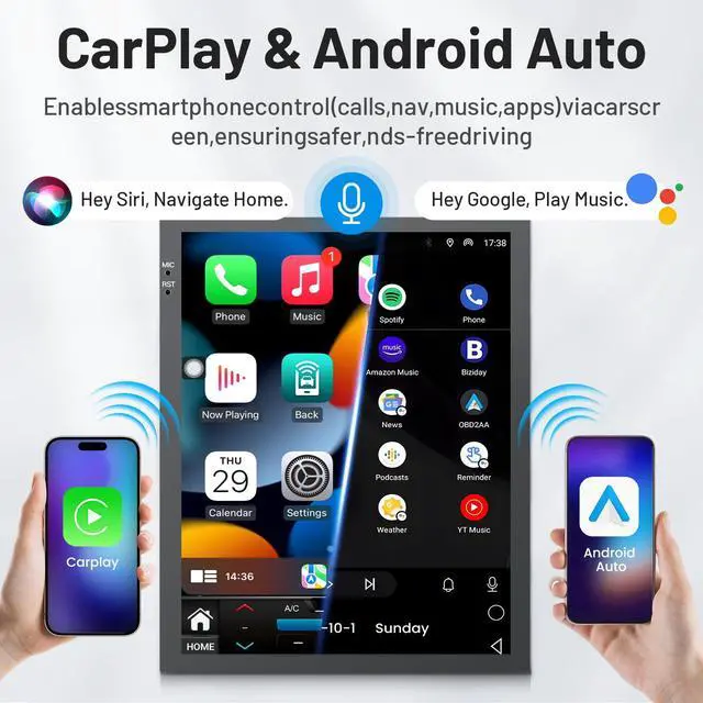 Alt view image 2 of 6 - 8 Core 4GRAM 64GB Car Radio for Jeep Grand Cherokee 2014 2015 2016 2017 WK2: Android 13 Car Stereo Carplay Android Auto, 9.7" Touch Screen 5GWiFi GPS Navigation Backup Camera DSP FM/AM Radio SWC