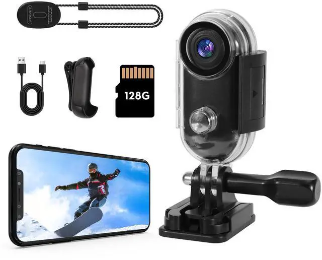 Main image of 4K Thumb Action Camera, 128GB Wearable Mini Body Cam, with Magnetic Accessories, High Battery Capacity for 2H Vedio Time, Fit for Vlogging, Biking, Diving, Animals Recording