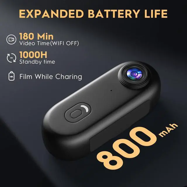 Alt view image 3 of 6 - 4K Thumb Action Camera, 128GB Wearable Mini Body Cam, with Magnetic Accessories, High Battery Capacity for 2H Vedio Time, Fit for Vlogging, Biking, Diving, Animals Recording