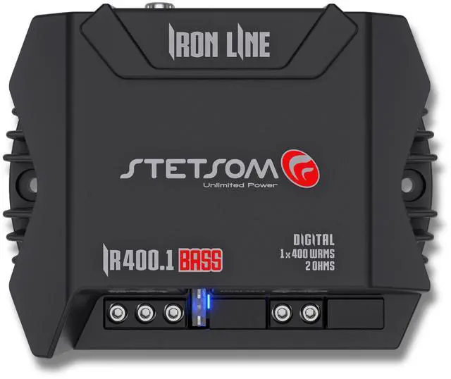 Main image of IR 400.1 BASS 2 Ohms - Iron Line Digital Sub Amplifier, 2 Stable, Mono Car Audio, 400 Watts RMS, Compact Digital Amplifier, Full Range Sound Quality, Crossover, Bass Boost, for Subwoofers