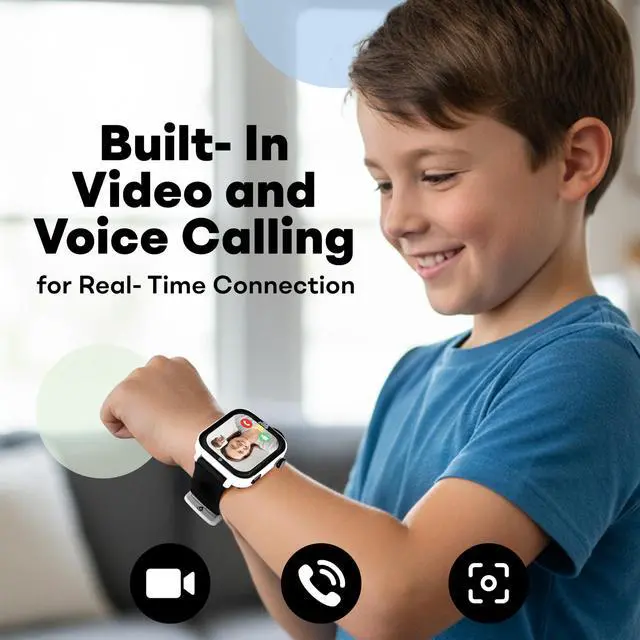 Alt view image 2 of 6 - Kipywatch Smart Watch for Kids - Kids Watch with GPS Tracker, Safe Zones Alert Camera, Voice & Video Call, School Mode Parental App, Subscription Required - Extra White Strap - Gifts for Boys 3-12