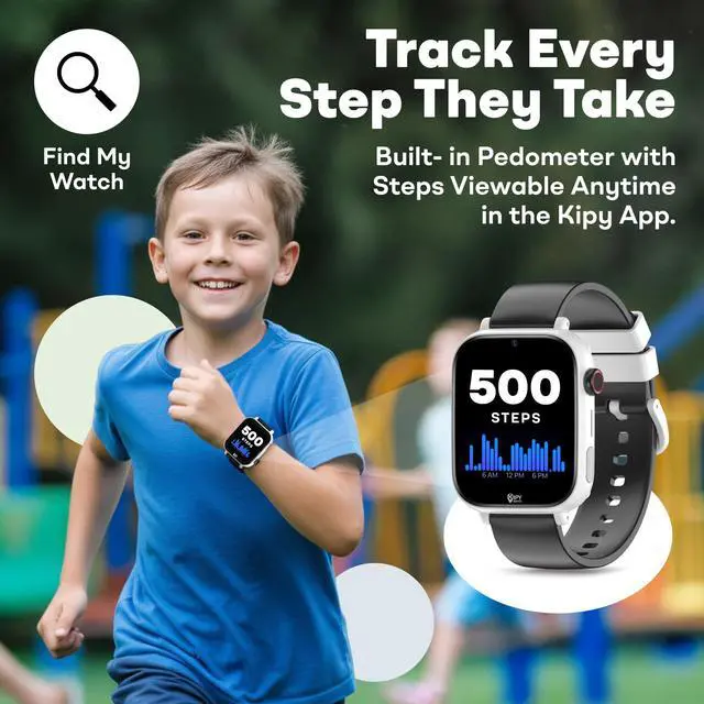 Alt view image 6 of 6 - Kipywatch Smart Watch for Kids - Kids Watch with GPS Tracker, Safe Zones Alert Camera, Voice & Video Call, School Mode Parental App, Subscription Required - Extra White Strap - Gifts for Boys 3-12