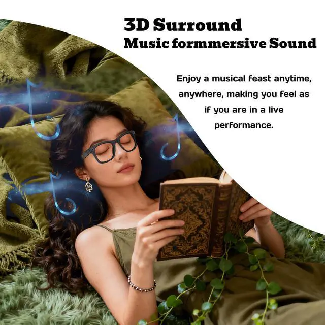 Alt view image 6 of 6 - AI Smart Glasses with Voice Assistant, 8MP HD Camera Glasses, 1080P Video Recording Sunglasses, Dual Core Chip Noise Reduction, RealTime Translation, Interchangeable Blue Light & UV Protection Lenses