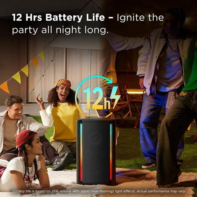 Alt view image 4 of 6 - TP200K Portable Bluetooth Party Speaker with 5 RGB Dynamic Light Shows, 12 Hr Battery, and IPX4 Splash-Proof Rating