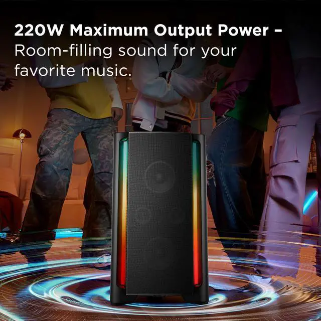 Alt view image 5 of 6 - TP200K Portable Bluetooth Party Speaker with 5 RGB Dynamic Light Shows, 12 Hr Battery, and IPX4 Splash-Proof Rating