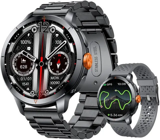 Main image of Smart Watch for Men (Answer/Make Call), Built-in GPS, Compass, 1.60" AMOLED, 5ATM Waterproof, Heart Rate SpO2 Sleep Monitor, iPhone Android - Grey