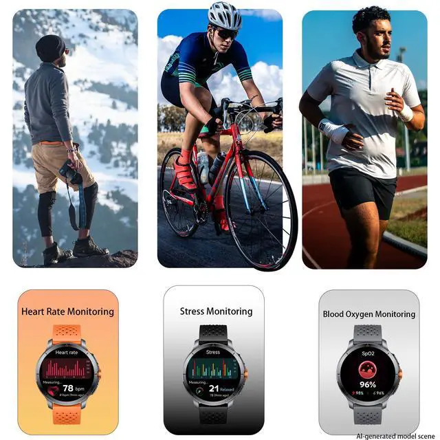 Alt view image 4 of 6 - Smart Watch for Men (Answer/Make Call), Built-in GPS, Compass, 1.60" AMOLED, 5ATM Waterproof, Heart Rate SpO2 Sleep Monitor, iPhone Android - Grey