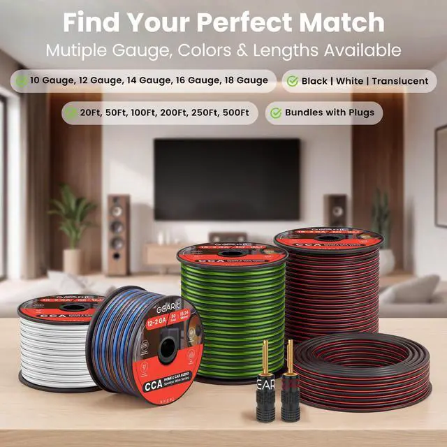 Alt view image 6 of 6 - 10 Gauge Speaker Wire 200 ft,Speaker Cable with Foot Markers & Polarity Markings,10 Gauge Wire for Car Audio & Home Theater Speakers,Audio Cable for DIY Installations,CCA(Black)