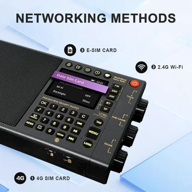 Alt view image 5 of 6 - LC90 Smart Internet Radio | AM/FM, Longwave & Shortwave Multi-Band, SSB Single Side Band Reception, WiFi/4G, Bluetooth, TF Card, All World Radios