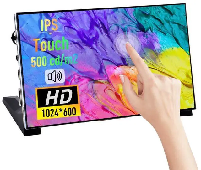 Main image of 7 Inch Capacitive Touchscreen for Raspberry Pi, 1024x600 IPS LCD Display with Dual-Speaker, HDMI Portable Monitor for Raspberry Pi 5/Pi 4B/3B+/3B/B+/Zero/400, Win11/10/8/7, Free-Driver