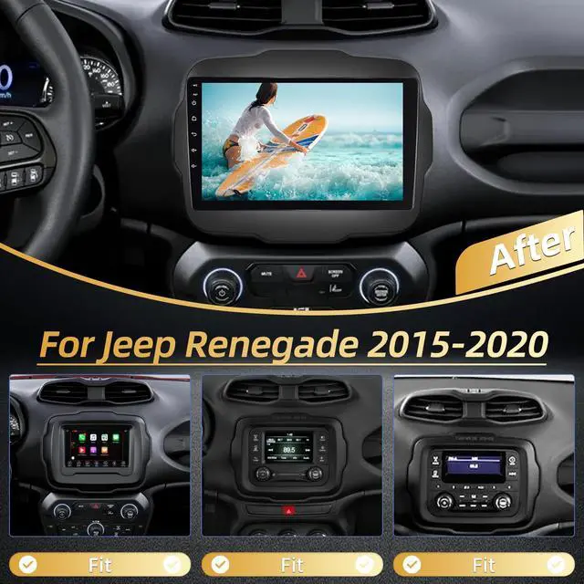 Alt view image 2 of 6 - 2+64G Android Car Radio for Jeep Renegade 2015 2016 2017 2018 2019 2020 - Wireless Carplay & Android Auto - 9 Inch Touch Screen Radio with EQ DSP, GPS, WiFi, SWC + AHD Rear View Camera