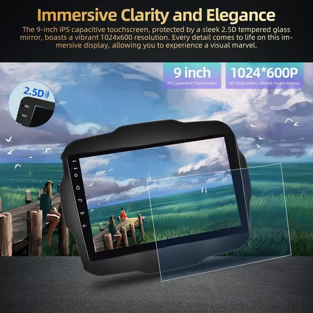 Alt view image 4 of 6 - 2+64G Android Car Radio for Jeep Renegade 2015 2016 2017 2018 2019 2020 - Wireless Carplay & Android Auto - 9 Inch Touch Screen Radio with EQ DSP, GPS, WiFi, SWC + AHD Rear View Camera