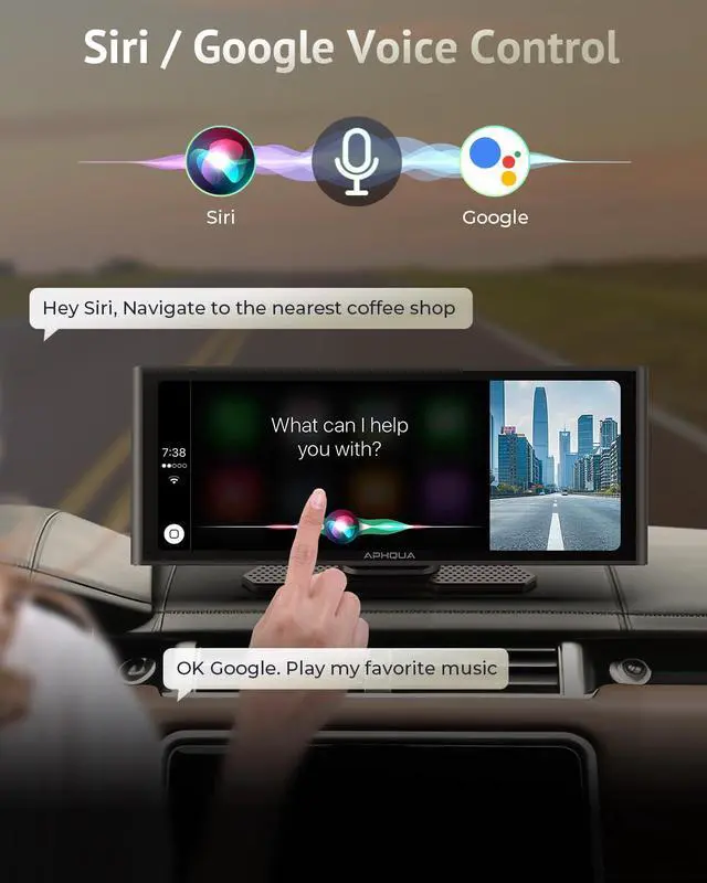 Alt view image 5 of 6 - Carplay Screen for Car, 10.26" Wireless Car Play for Apple Carplay & Android Auto,4K Dash Cam,1080p Backup Camera DVR,Car Audio Receivers GPS Navigation Mirror Link, Bluetooth,FM, Siri