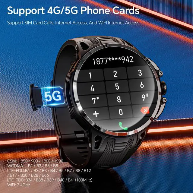 Alt view image 3 of 6 - 4G Android Smart Watch, 1.75'' AMOLED Screen 3GB+32GB Sports Fitness Activity Tracker Smartwatch for Men Women, with SIM Card Slot, Rotating Camera, GPS NFC WiFi (Black)