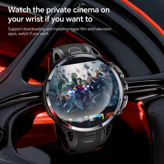 Alt view image 6 of 6 - 4G Android Smart Watch, 1.75'' AMOLED Screen 3GB+32GB Sports Fitness Activity Tracker Smartwatch for Men Women, with SIM Card Slot, Rotating Camera, GPS NFC WiFi (Black)