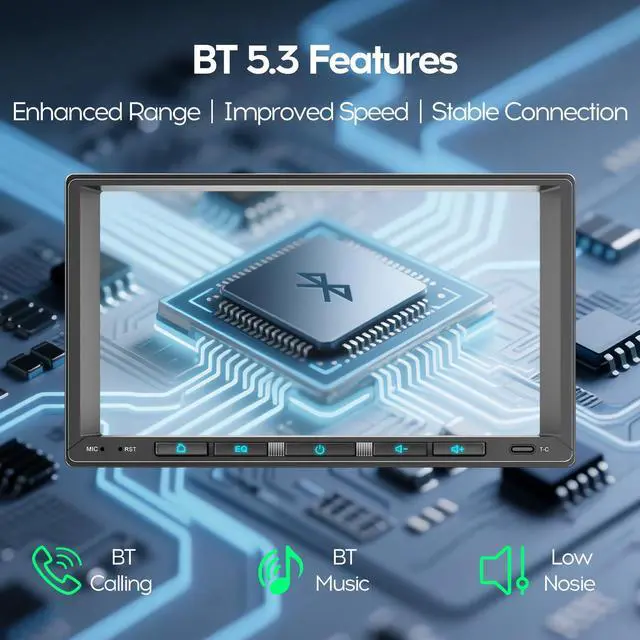 Alt view image 6 of 6 - Linux System 7" Double Din Car Stereo Wireless Apple Carplay Radio Screen for Car Audio Receivers, Bluetooth 5.3 Car Play Android Auto Touchscreen, Backup Camera, SWC, FM/AM