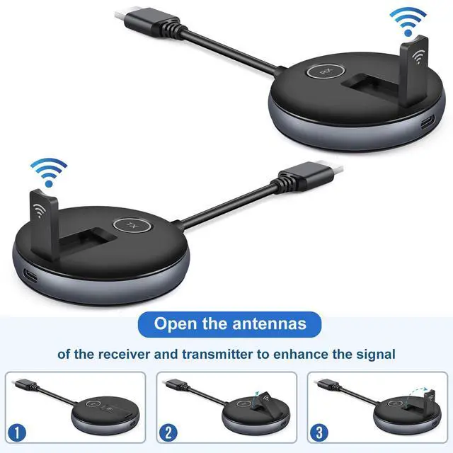 Alt view image 4 of 6 - Wireless HDMI G9R PRO Transmitter and Receiver- Wirelessly Multi-TV Expansion, Plug & Play Extender Kit, 2.4G/5G @60Hz 50M/165FT- Streaming Video to HDTV/Monitor from Laptop/PC