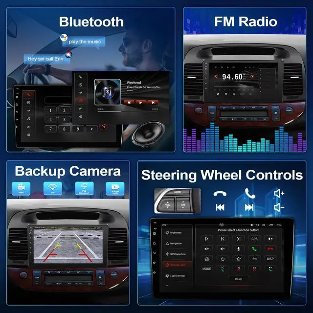 Alt view image 4 of 6 - Car Radio for Toyota Camry 2002-2006 Stereo Upgrade with Wireless Carplay Android Auto 9'' Touchscreen Compatible with JBL Premium Audio Built-in WiFi BT GPS Navigation SWC Back-up Camera MIC