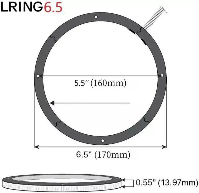 Alt view image 2 of 6 - 4 PCS 6.5" RGB Dream Color Chasing Symphony Addressable LED Speaker Rings - Wireless RF Remote & Bluetooth App Control - Ideal for Coaxial Speakers