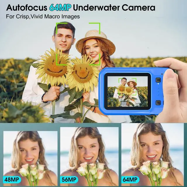 Alt view image 5 of 6 - 4K Underwater Camera, 64MP 16FT Waterproof Digital Camera with 16GB Card, Autofocus Floatable Waterproof Camera with IPS HD Screen, 16X Digital Zoom, Fill Light, for Snorkeling, Surfing, Swimming