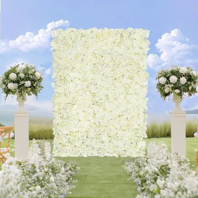 Main image of 12pcs Flower Wall Panel Backdrop 3.5x4.6ft 3D Artificial Flower Wall Hydrangea Flower Backdrop Floral Background for Wedding Party Birthday Home Photo Decor
