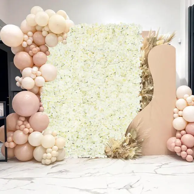 Alt view image 6 of 6 - 12pcs Flower Wall Panel Backdrop 3.5x4.6ft 3D Artificial Flower Wall Hydrangea Flower Backdrop Floral Background for Wedding Party Birthday Home Photo Decor