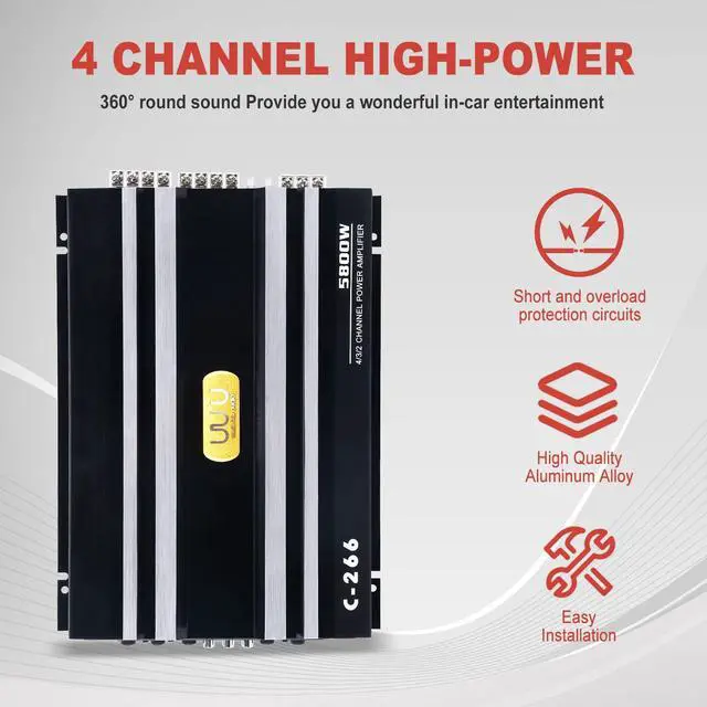 Alt view image 2 of 6 - C-266 Car 4 Channel Power Amplifier Stereo Audio Super Bass Sub Woofer Amp 12V